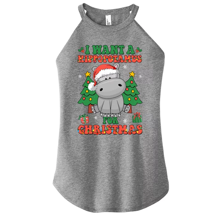 I Want A Hippopotamus For Christmas Xmas Pjs Family Matching Gift Women’s Perfect Tri Rocker Tank