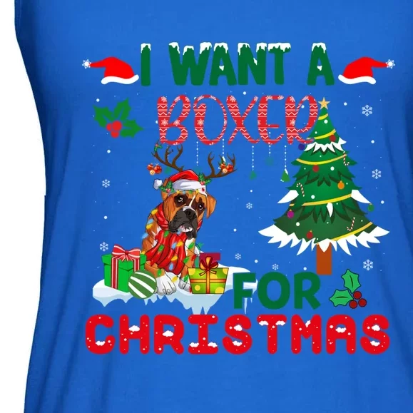 I Want A Boxer Dog For Christmas Xmas Boxer Reindeer Gift Ladies Essential Flowy Tank