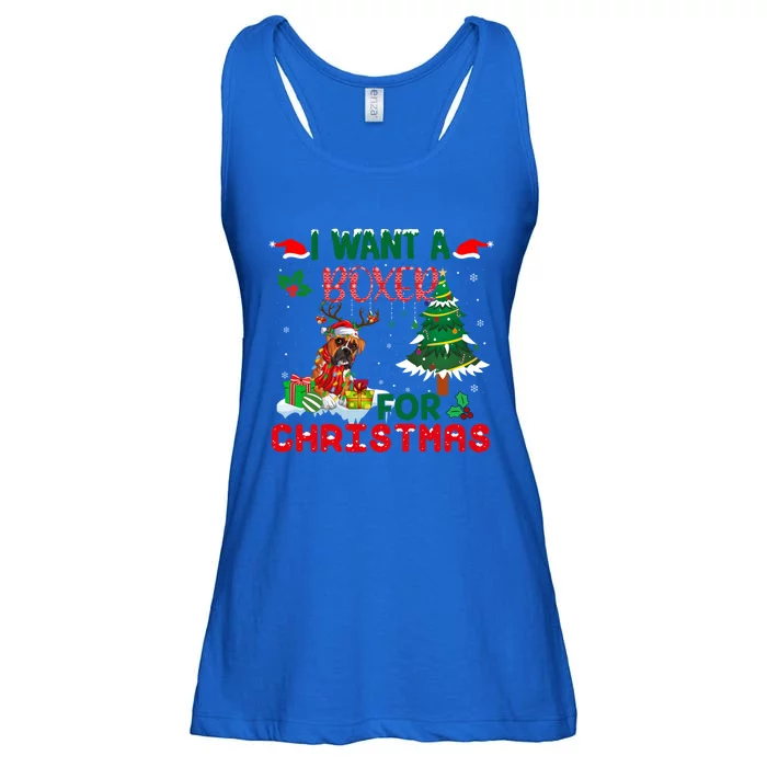 I Want A Boxer Dog For Christmas Xmas Boxer Reindeer Gift Ladies Essential Flowy Tank