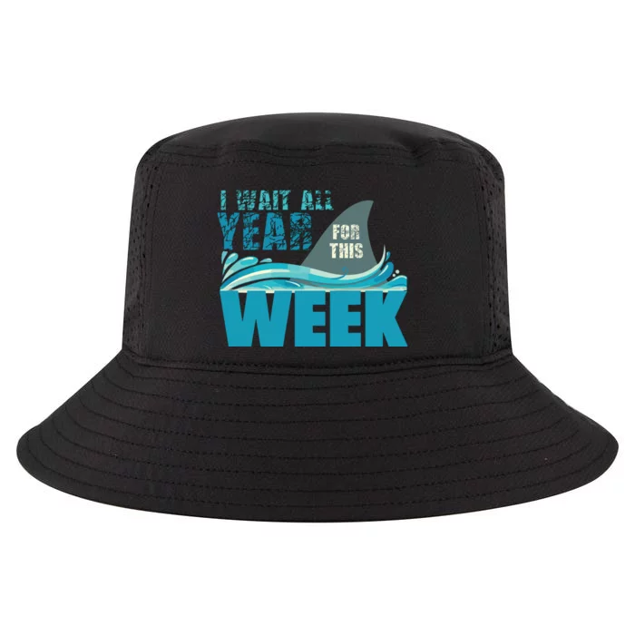 I Wait All Year For This Week Funny Shark Lover Cool Comfort Performance Bucket Hat