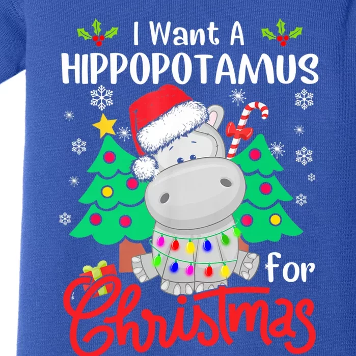 I Want A Hippopotamus For Christmas Funny Hippo Xmas Pajamas Gift Baby Bodysuit