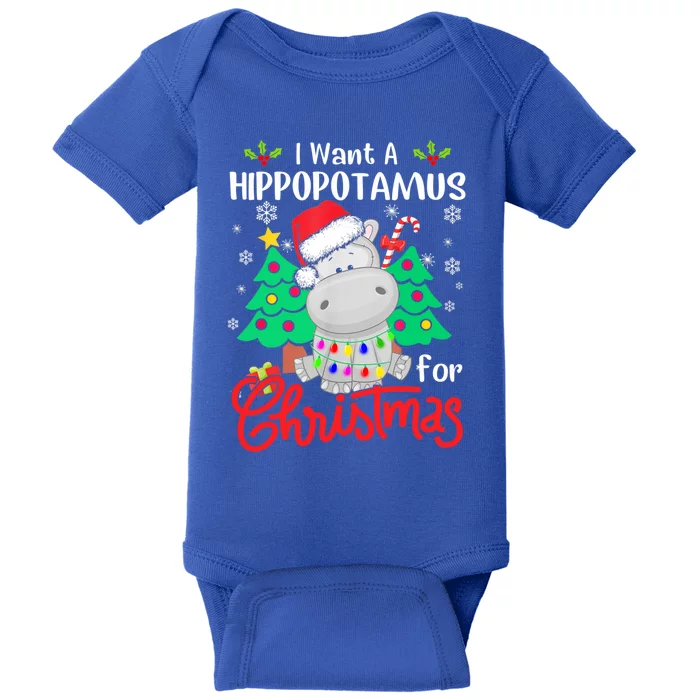 I Want A Hippopotamus For Christmas Funny Hippo Xmas Pajamas Gift Baby Bodysuit