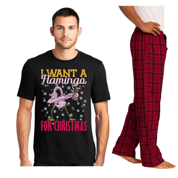 I Want A Flamingo For Christmas Christmas Light Cool Gift Pajama Set