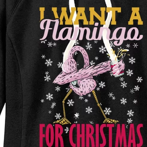 I Want A Flamingo For Christmas Christmas Light Cool Gift Women's Fleece Hoodie