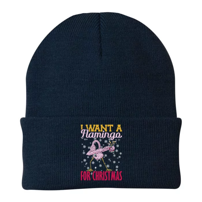 I Want A Flamingo For Christmas Christmas Light Cool Gift Knit Cap Winter Beanie