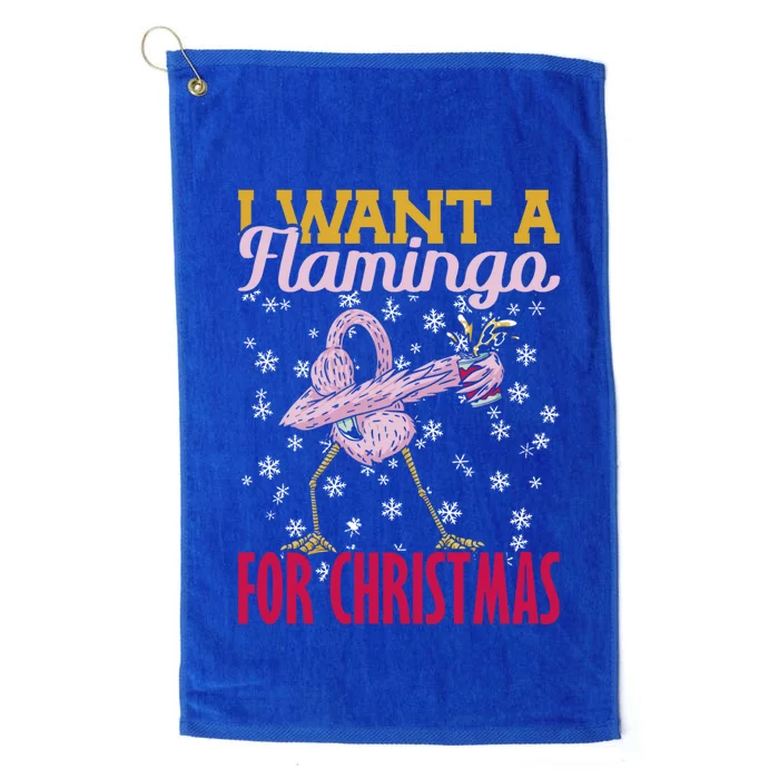 I Want A Flamingo For Christmas Christmas Light Cool Gift Platinum Collection Golf Towel