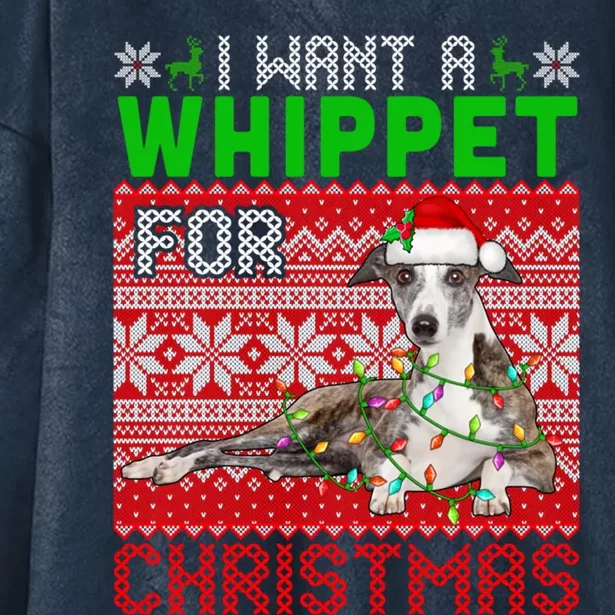 I Want A Whippet For Christmas Santa Dog Lover Owner Gift Hooded Wearable Blanket