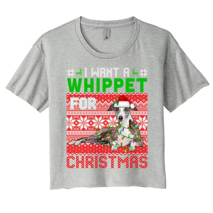 I Want A Whippet For Christmas Santa Dog Lover Owner Gift Women's Crop Top Tee