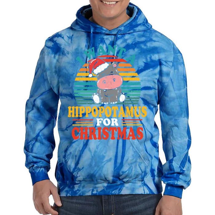 I Want A Hippopotamus For Christmas Funny Hippo Pajamas Xmas Gift Tie Dye Hoodie