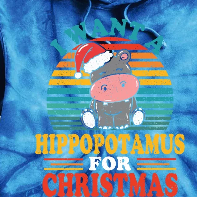 I Want A Hippopotamus For Christmas Funny Hippo Pajamas Xmas Gift Tie Dye Hoodie