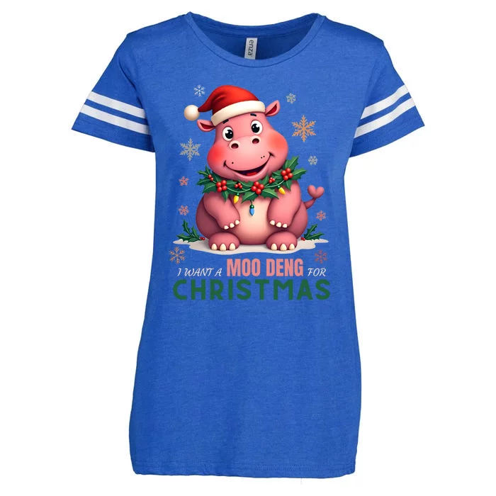 I Want A Moo Deng For Christmas Enza Ladies Jersey Football T-Shirt