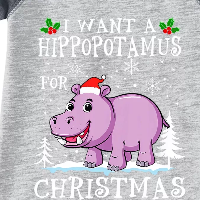 I Want A Hippopotamus For Christmas Xmas Hippo Infant Baby Jersey Bodysuit