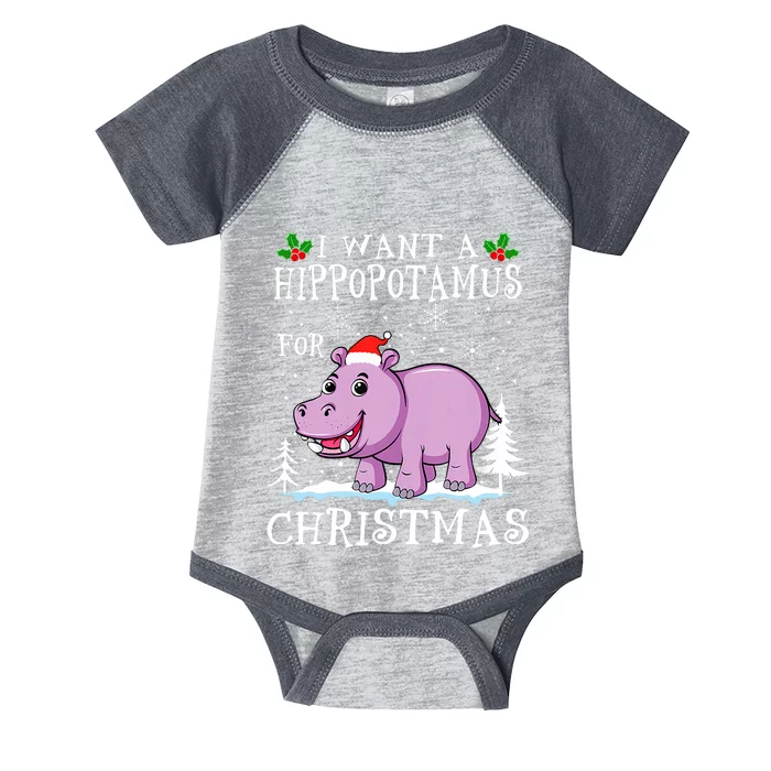 I Want A Hippopotamus For Christmas Xmas Hippo Infant Baby Jersey Bodysuit