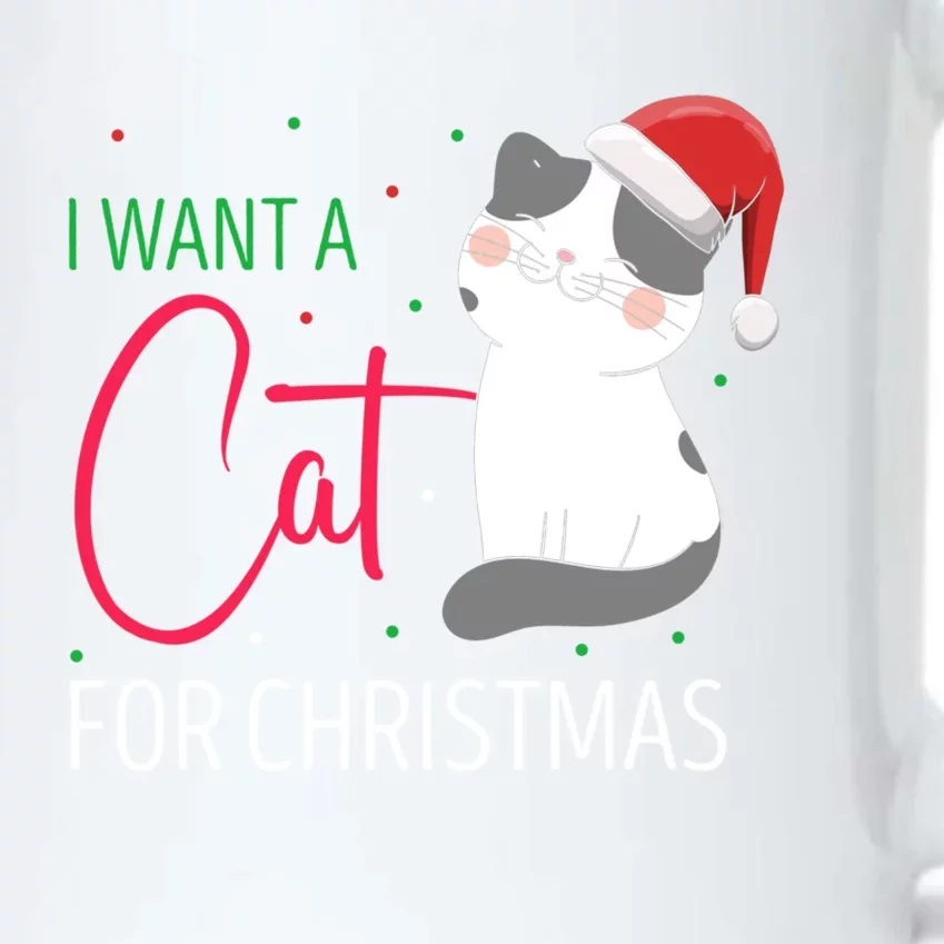 I Want A Cat For Christmas Cute Kitten Cat Lover Present Gift Black Color Changing Mug