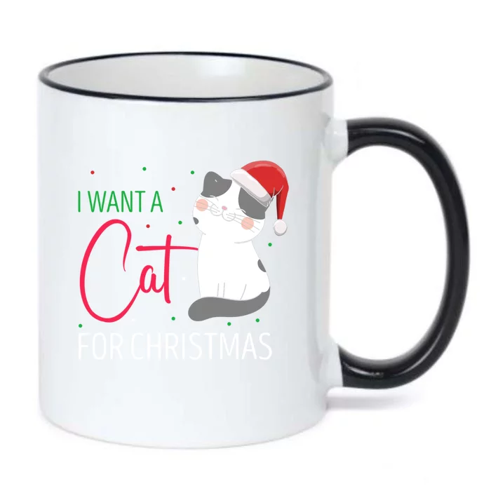 I Want A Cat For Christmas Cute Kitten Cat Lover Present Gift Black Color Changing Mug