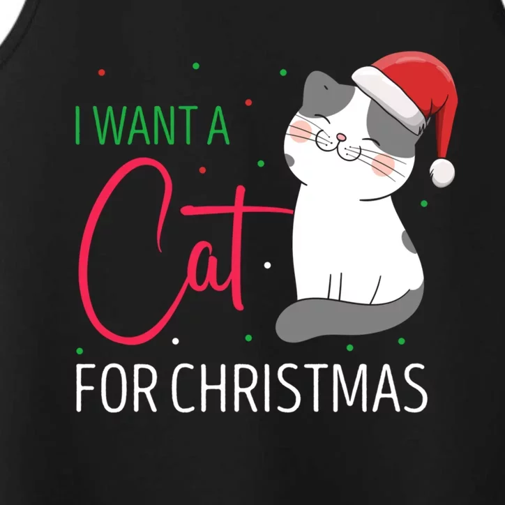 I Want A Cat For Christmas Cute Kitten Cat Lover Present Gift Performance Tank