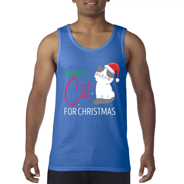 I Want A Cat For Christmas Cute Kitten Cat Lover Present Gift Tank Top