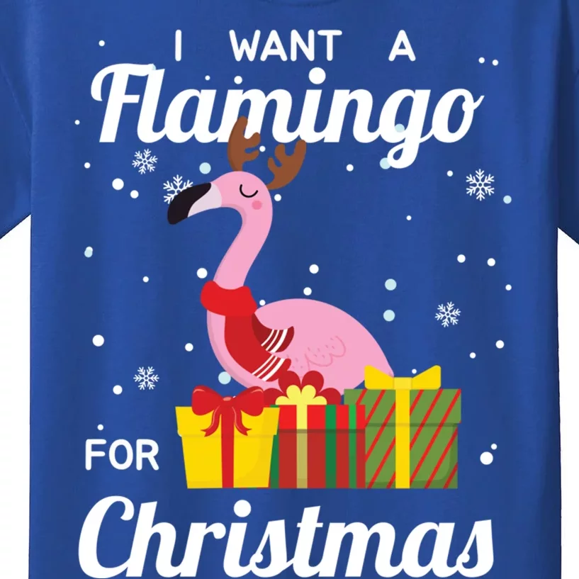 I Want A Flamingo For Christmas Funny Cute Holiday Gift Kids T-Shirt