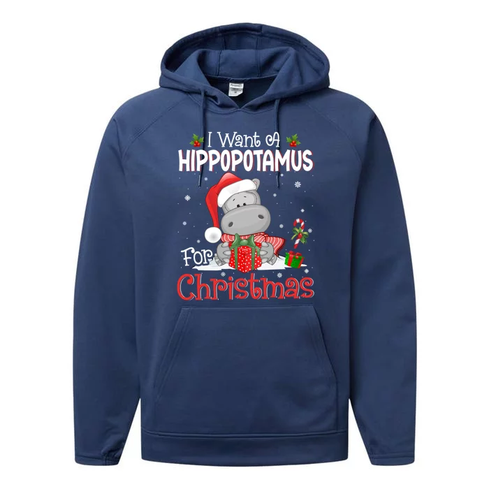 I Want A Hippopotamus For Christmas Xmas Hippo For Funny Gift Performance Fleece Hoodie