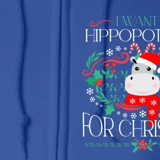 I Want A Hippopotamus For Christmas Xmas Hippo Cute Funny Gift Full Zip Hoodie