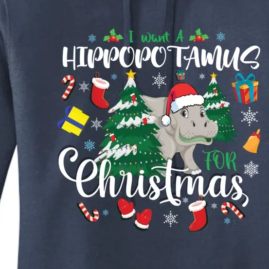 I Want A Hippopotamus For Christmas Xmas Hippo For Funny Gift Women's Pullover Hoodie