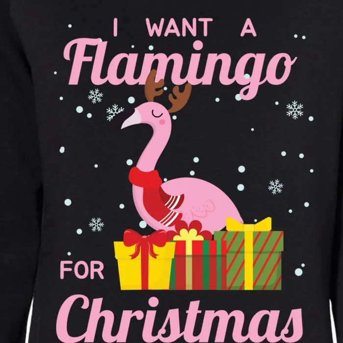 I Want A Flamingo For Christmas Funny Cute Holiday Cute Gift Womens California Wash Sweatshirt