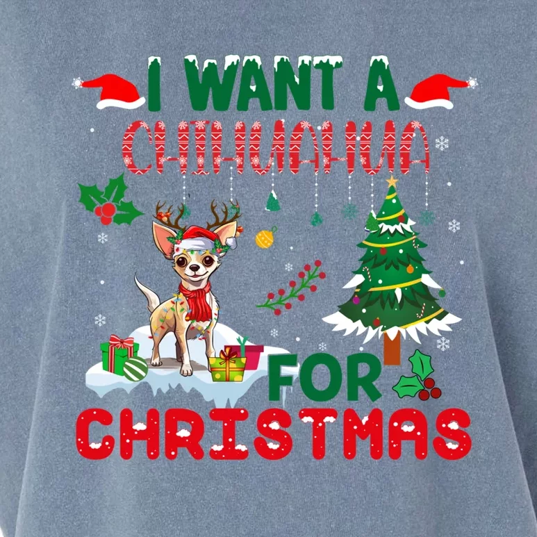 I Want A Chihuahua Dog For Christmas Xmas Chihuahua Reindeer Cool Gift Garment-Dyed Women's Muscle Tee