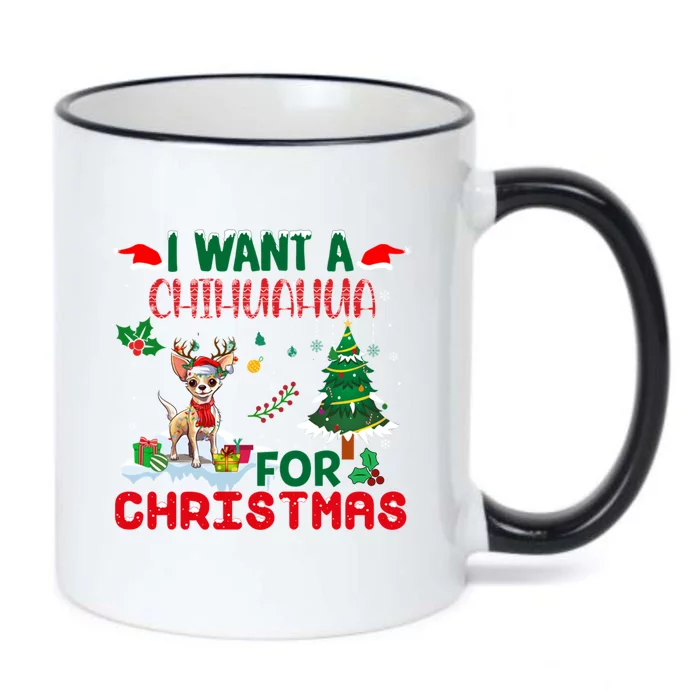 I Want A Chihuahua Dog For Christmas Xmas Chihuahua Reindeer Gift Black Color Changing Mug