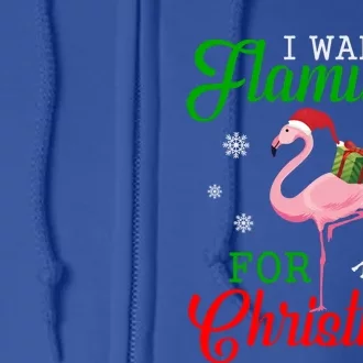 I Want A Flamingo For Christmas Funny Gift Full Zip Hoodie