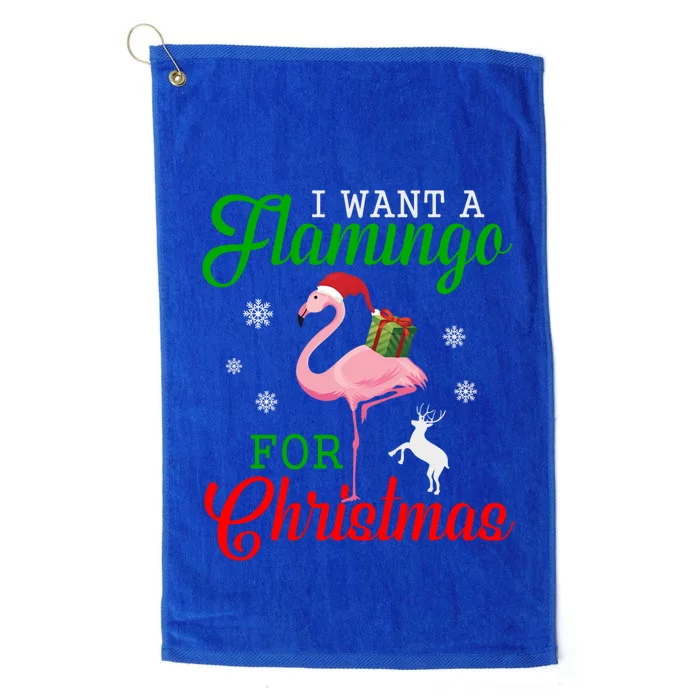 I Want A Flamingo For Christmas Funny Gift Platinum Collection Golf Towel