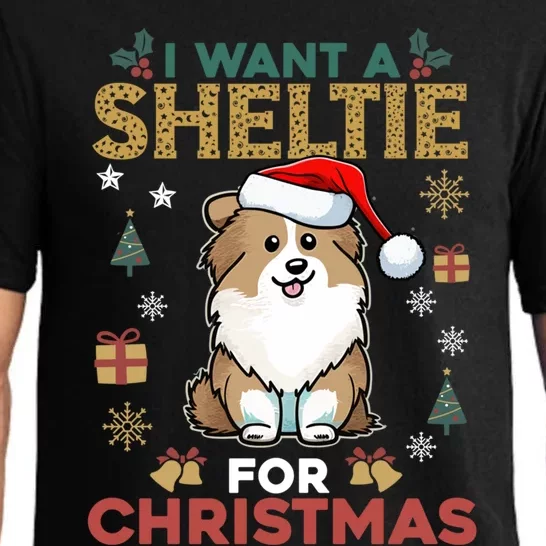 I Want A Sheltie For Christmas Cute Dog Lover Family Pajama Gift Pajama Set