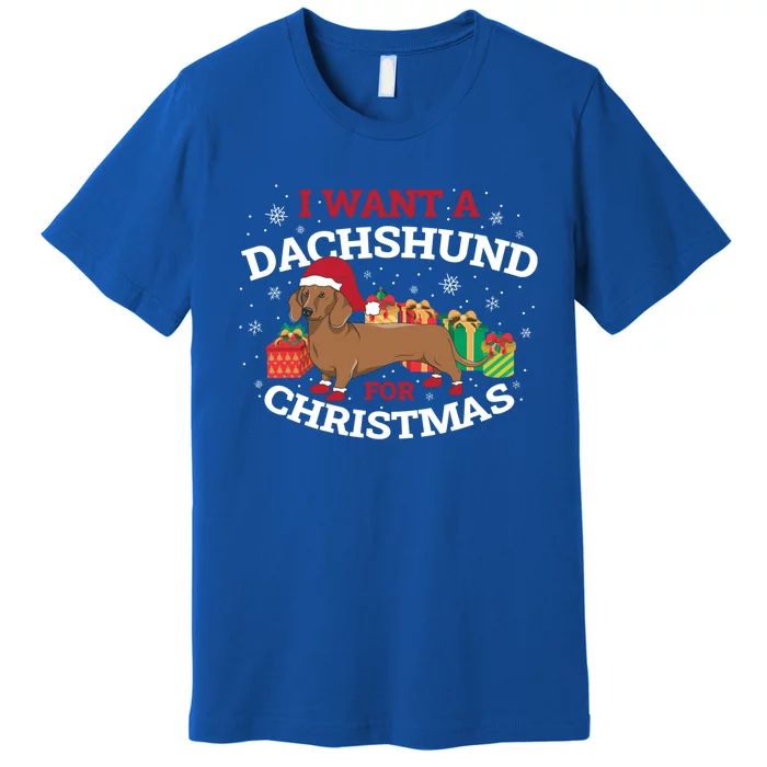 I Want A Dachshund For Christmas Great Gift Premium T-Shirt