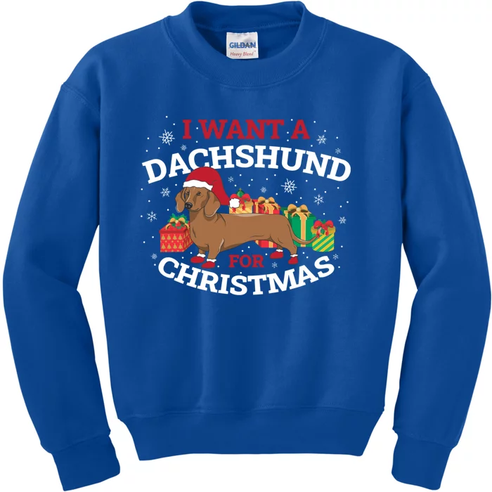 I Want A Dachshund For Christmas Great Gift Kids Sweatshirt