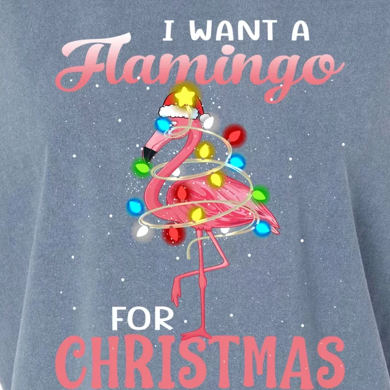 I Want A Flamingo For Christmas Pajama Holiday Xmas Gift Garment-Dyed Women's Muscle Tee