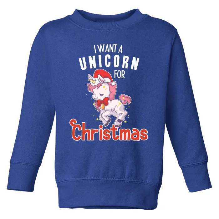 I Want A Unicorn Christmas Santa Lover Horse Cool Gift Toddler Sweatshirt