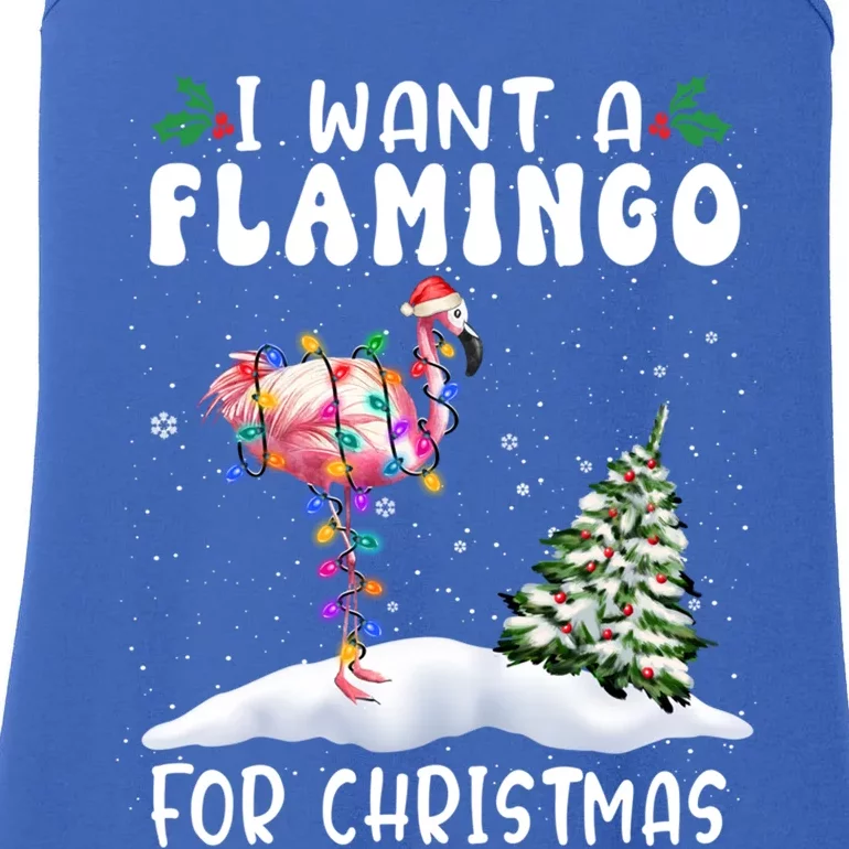 I Want A Flamingo For Christmas Santa Hat Funny Xmas Cute Gift Ladies Essential Tank