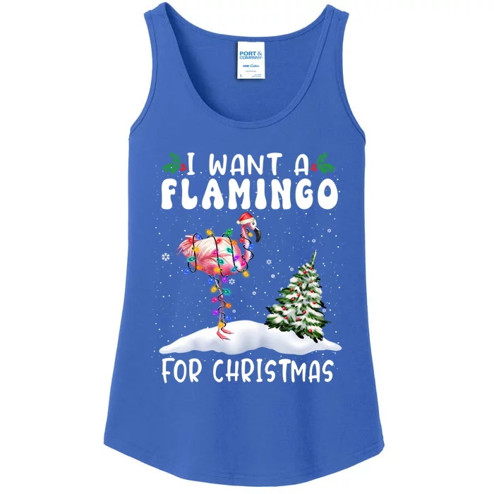 I Want A Flamingo For Christmas Santa Hat Funny Xmas Cute Gift Ladies Essential Tank