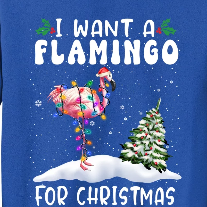 I Want A Flamingo For Christmas Santa Hat Funny Xmas Cute Gift Tall Sweatshirt