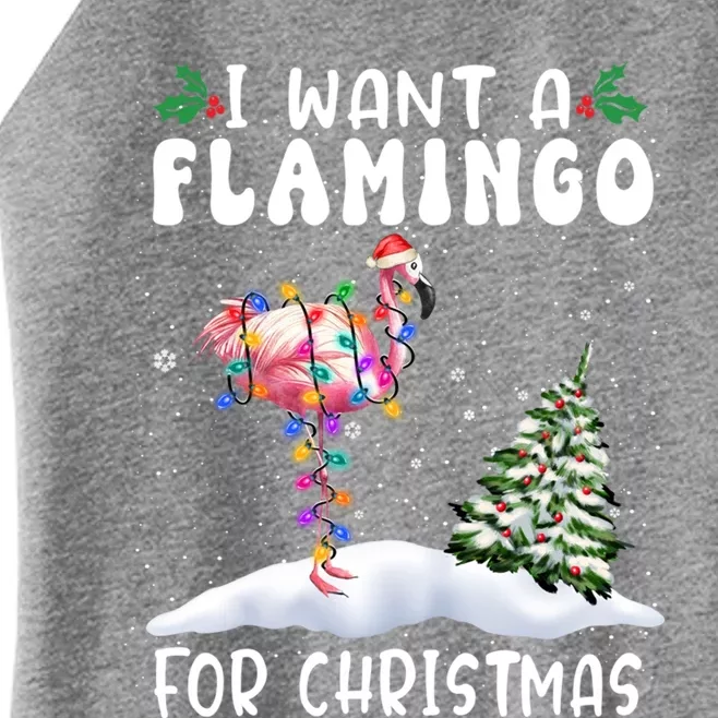 I Want A Flamingo For Christmas Santa Hat Funny Xmas Cute Gift Women’s Perfect Tri Rocker Tank