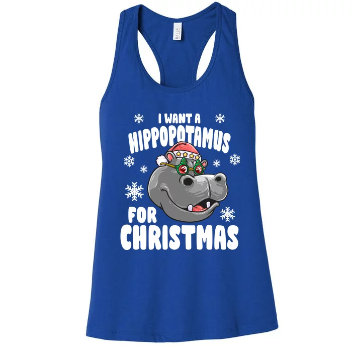 I Want A Hippopotamus For Christmas Xmas Hippo Cute Gift Women's Racerback Tank