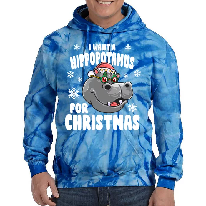 I Want A Hippopotamus For Christmas Xmas Hippo Cute Gift Tie Dye Hoodie