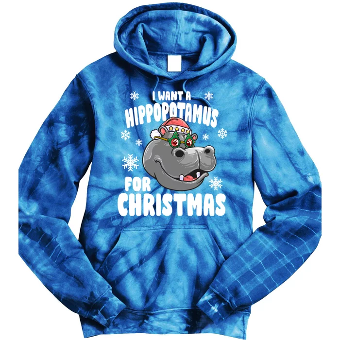 I Want A Hippopotamus For Christmas Xmas Hippo Cute Gift Tie Dye Hoodie