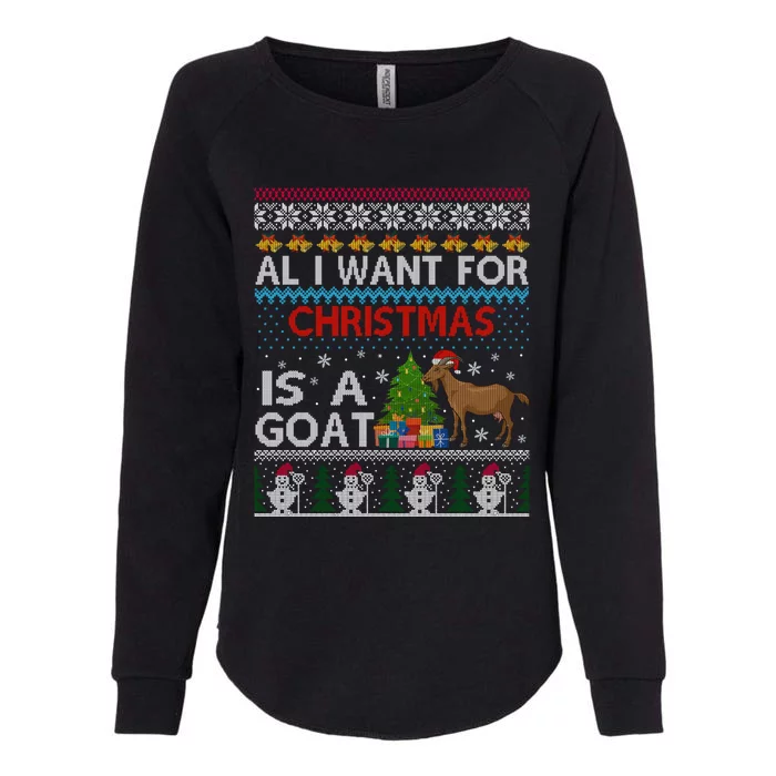 I Want A Goat For Christmas Ugly Xmas Sweater Cute Gift Womens California Wash Sweatshirt