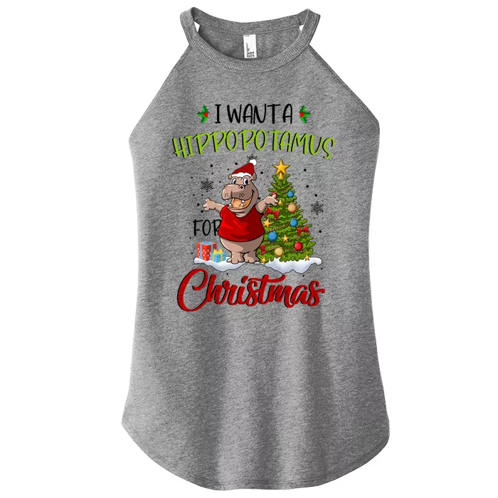 I Want A Hippopotamus For Christmas Xmas Hippo For Cute Gift Women’s Perfect Tri Rocker Tank