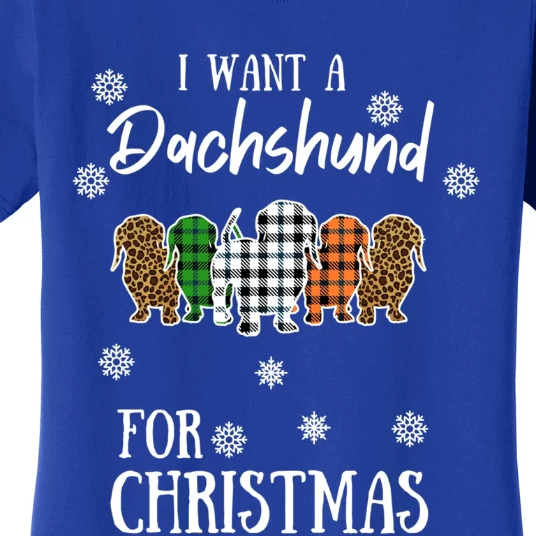 I Want A Dachshund For Christmas Weenie Mom Gift Women's T-Shirt