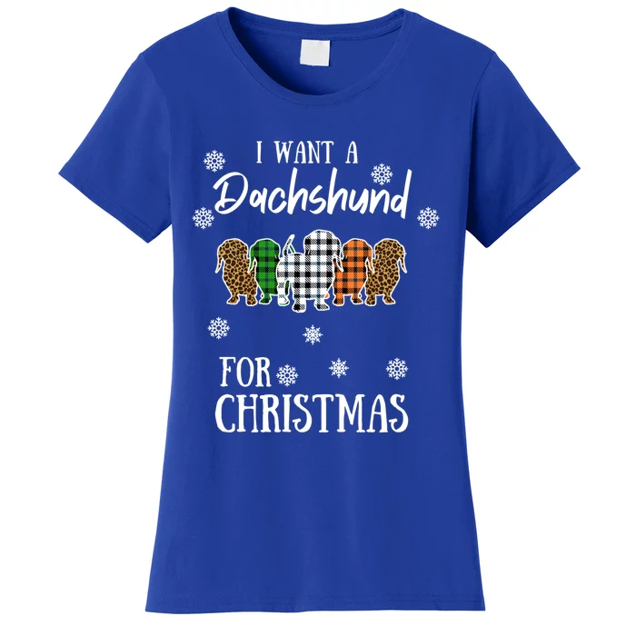 I Want A Dachshund For Christmas Weenie Mom Gift Women's T-Shirt