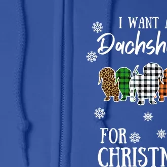 I Want A Dachshund For Christmas Weenie Mom Gift Full Zip Hoodie