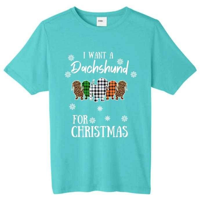 I Want A Dachshund For Christmas Weenie Mom Gift ChromaSoft Performance T-Shirt