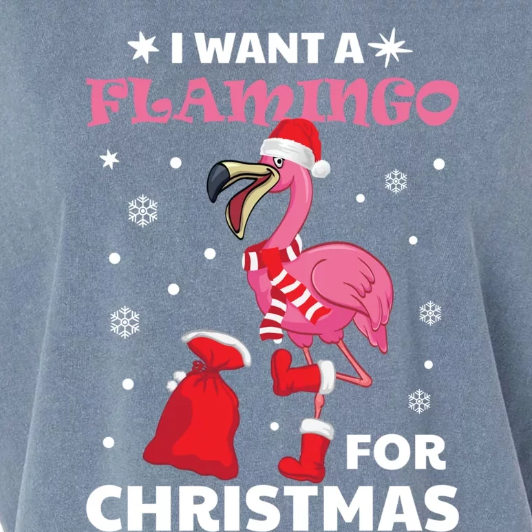 I Want A Flamingo For Christmas Gift Ugly Xmas Pajama Great Gift Garment-Dyed Women's Muscle Tee