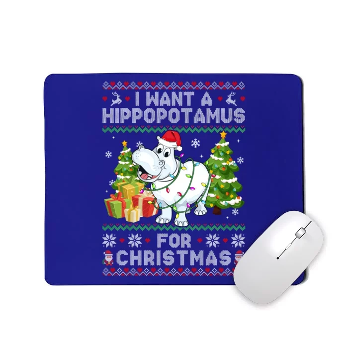 I Want A Hippopotamus For Christmas Hippo Santa Ugly Xmas Gift Mousepad